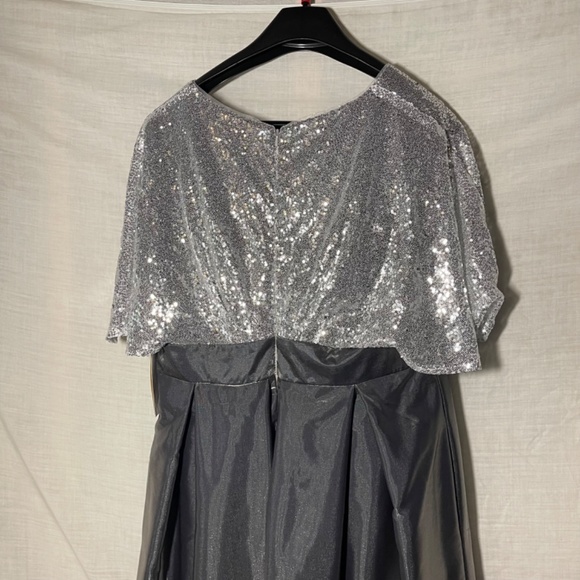 TS Couture Ladies Silver Gray Prom, Ball, Formal Maxi Gown. Bling, Glittery NWT - Picture 5 of 16